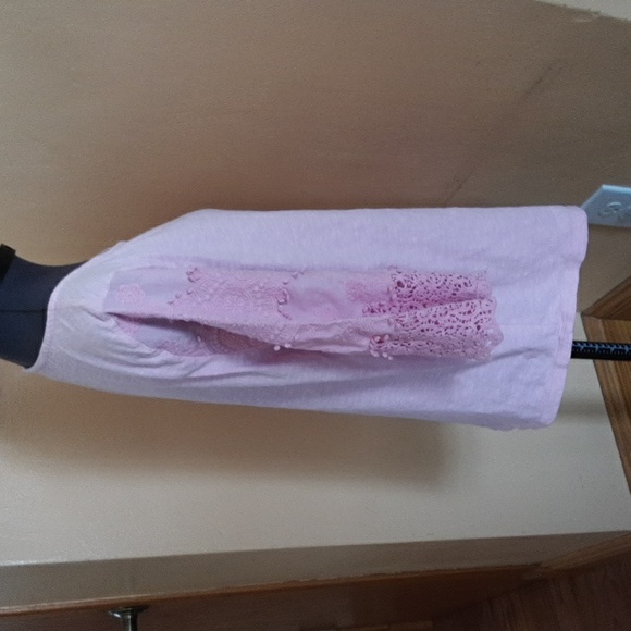 Talbots Women's Boho Pink Lace / Crochet Sleeve Top, sz L - Picture 3 of 7